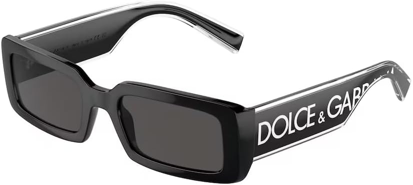 Dolce&Gabbana DG6187 501/87 53MM Black/Dark Grey Rectangular Sunglasses for Women +Bundle with Accessory Eyewear Kit