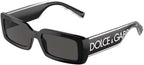 Dolce&Gabbana DG6187 501/87 53MM Black/Dark Grey Rectangular Sunglasses for Women +Bundle with Accessory Eyewear Kit