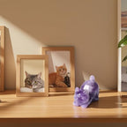 CrystalTears Amethyst Crystal Cat Figurine Carved Healing Crystals Gemstones Cat Animal Statue Cute Cat Ornament for Home Desk Decor Good Luck Cat Gifts for Women Men Christmas 1.6”