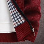 Men's Cardigan Sweaters Knitted Full Zip Collared Regular Fit Jacket Casual Color Block Baggy Winter Warm Coat