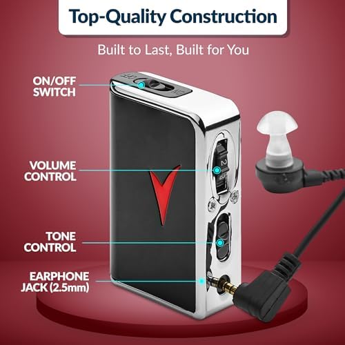 Personal Sound Amplifier - Personal Audio Amplifier Device and Voice Enhancer Device for Sound Gain of 50dB, Up to 100 Feet Away, Pocket Hearing Devices