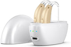 Hearing Aids for Seniors,Rechargeable Hearing Amplifier with Noise Cancelling,Adjustable Volume Control,One Pair Hearing Assist Devices with Charging Box(White)