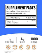 BulkSupplements.com Ascorbic Acid Powder - Vitamin C Supplement, for Immune Support - Ascorbic Acid Food Grade, Gluten Free, 1g per Serving, 1kg (2.2 lbs) (Pack of 1)