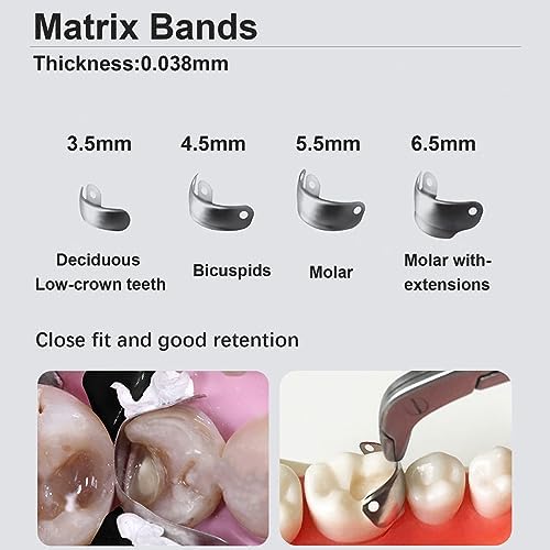 Dental Sectional Matrix System Dental Matrix Ring and Band Set, Dental Sectional Matrix Bands Ring, Dental Clip Clamp Ring, Matrix Bands for Dental Restorations.-3.5mm50pcs