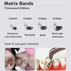 Dental Sectional Matrix System Dental Matrix Ring and Band Set, Dental Sectional Matrix Bands Ring, Dental Clip Clamp Ring, Matrix Bands for Dental Restorations.-6.5mm50pcs