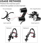 Dental Loupes with Light 3.5X420mm Magnifying Glass, Binoculars Angle Adjustable Head Loupes with LED Light, Aluminum Box Black