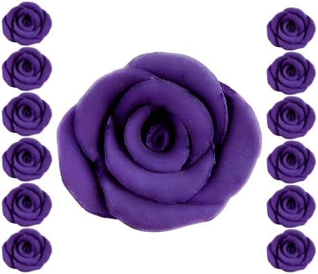 Confect Edible Rose Topper -Edible True Purple Rose Toppers for Cake & Cupcake - Edible Roses for Desserts- Vegan, Gluten-Free, Nut-Free, Dairy-Free, Palm Oil-Free - Pack of 12