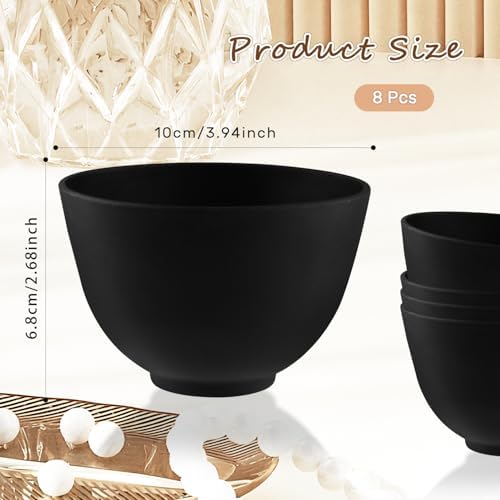 8 Pcs Silicone Facial Mask Mixing Bowl Face Mask Bowl for Women Cosmetic Mixing DIY Skin Care - Black