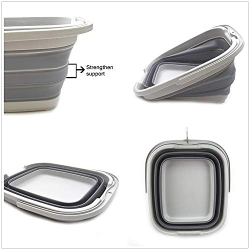 SAMMART 15L / 3.9 Gallons Collapsible Rectangular Handy Basket/Bucket (15L Rectangular, Dark Grey)