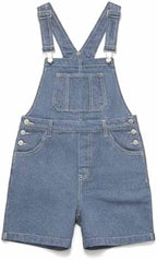 Mens Denim Shorts Lightweight Bib Overalls Jean Rompers Casual Loose Fit Summer Jumpersuit with Pockets Work Pants