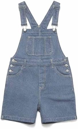 Mens Denim Shorts Lightweight Bib Overalls Jean Rompers Casual Loose Fit Summer Jumpersuit with Pockets Work Pants