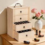 TORIBIO Essential Oil Storage Box for 96 Bottles, Wooden Essential Oils Holder Organizer Holds 5-30ml for Young Living & Doterra Bottles