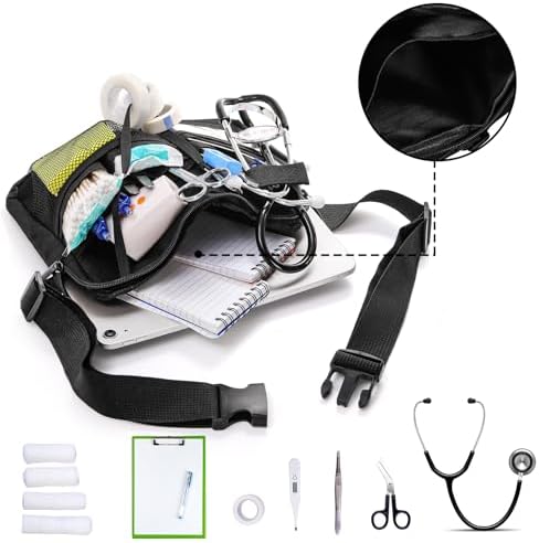 Cedilis Nurse Fanny Pack with Medical Gear Pockets, Tape and Stethoscopes Holder, Multi Compartment Nurse Organizer Pouches,Nursing Belt Bag for Nurse Tool and Supplies, Student and Nurse Use
