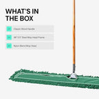 48 Inch Green Commercial Dust Mop & Floor Sweeper – Wood Handle Floor Mop for Tile, Hardwood & Concrete