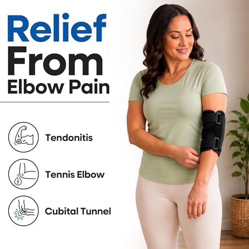 Elbow Brace For Tendonitis l Tennis Elbow Brace | Cubital Tunnel Brace Support for Sleeping | Arm Support & Compression Sleeve Immobilizer for Ulnar Nerve Pain Relief | Women & Men (XL)