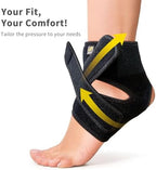 Bracoo Ankle Support Brace For Men & Women, Adjustable Compression Sleeve Strap Wrap, Sprain, Arthritis, Pain Relief, Sports Injuries and Recovery, Breathable Neoprene Brace, FS10