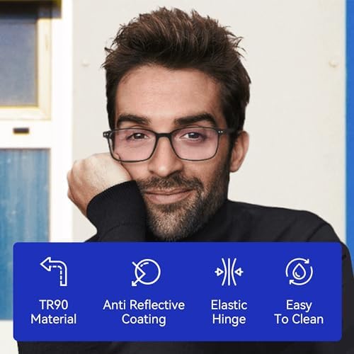 BLUEMOKY Reading Glasses for Women Men, Blue Light Blocking Glasses 2 Pack, Computer Readers, Spring Hinge