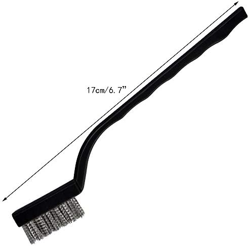 15 Pcs Mini Stainless Steel Wire Brush Set for Cleaning Welding Slag Rust, Wire Bristle Scratch Brush Set, Curved Handle Brushes