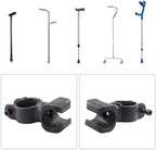 Waziaqoc 2 Pcs Cane Holder for Walker Accessories, Black Universal Crutches Stick, Walking Stick Cane Drive Rollator Electric Wheelchairs Walking Cane Holder