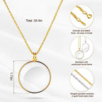 Yaomiao 2 Pcs Magnifying Glass Necklace for Women 5X Monocle Eyepiece Magnifying Lenses Pendant with 1.73 Inch Glass Lens and 35.4 Inch Long Chain for Women Men Reading Gift