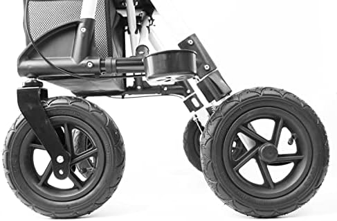 KMINA Heavy-Duty Rollator Walker with Seat (Sturdy Frame), All Terrain Large 10" Pneumatic Tires, Height Adjustable, Foldable with Basket