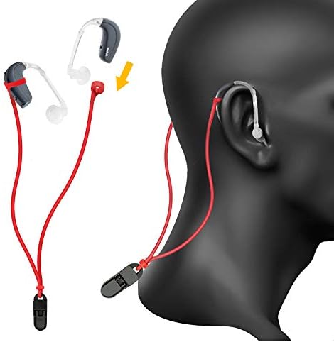 Vivtone Hearing Aids Anti-Lost Lanyard, BTE Hearing Aids Protector with Clip for Seniors and Kids, Essential to Prevent Losing You Hearing Device, 2 Lanyard for Both Devices, Black