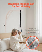 VEVOR Trapeze Bar for Bed Mobility, Height-Adjustable Free Standing Trapeze Bar with 2 Wheels, 300LBS Capacity Bed Pull Up Assist for Elderly Disabled, Ideal for Hospital, Nursing Home & Home Care