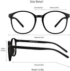 LifeArt Round Blue Light Blocking Glasses, Computer Glasses, Gaming Glasses, TV Glasses for Women Men (Black, No Magnification)