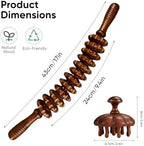 Wooden Massage Tools, Manual Fascia Roller, Cellulite Massage Wooden Muscle Roller Stick for Waist and Thigh, Curved Therapy Massage Roller Tools, Includes Wooden Massage Comb