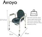 Mobiclinic®, Toilet Seat with Wheels, Toilet Seat Commode for Elderly and Handicapped, Commode, Toilet Stool, Commode Chair, Chair with WC/Toilet, Chrome Steel, with Lid, Anti-Slip, Padded Armrests