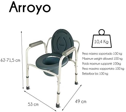 Mobiclinic®, Toilet Seat with Wheels, Toilet Seat Commode for Elderly and Handicapped, Commode, Toilet Stool, Commode Chair, Chair with WC/Toilet, Chrome Steel, with Lid, Anti-Slip, Padded Armrests
