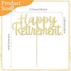 2 Pcs Gold Glitter Happy Retirement Cake Topper Retirement Cake Decoration Picks for Retired Party Supplies Frosting Card Icing Decor Rose Gold Sign Pantry Staple Cooking Baking