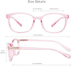 VisionGlobal Blue Light Blocking Glasses for Women Men, Square Frame Computer Reading Glasses(Clear Pink,+2.00 Magnification)