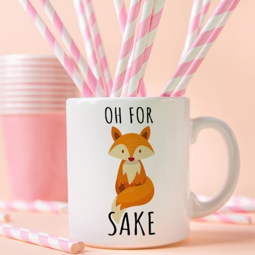 Fatbaby Oh for Sake Coffee Mug, Funny Fox Coffee Mug Gift, Fathers and Mothers Day Birthday Gifts Fun Cup White 11 OZ