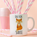 Fatbaby Oh for Sake Coffee Mug, Funny Fox Coffee Mug Gift, Fathers and Mothers Day Birthday Gifts Fun Cup White 11 OZ