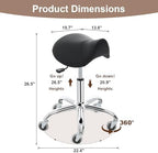 E-Motie Saddle Stool, Ergonomic Saddle Chair with Wheels 450 LBS, Adjustable Height Swivel Salon Stool, Rolling Stool for Home Office Tattoo Massage Clinic Lab Beauty (Black)