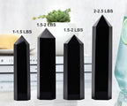 Large Black Obsidian Crystal Tower Natural Healing Crystal Point Wand Obelisk 6 Faceted Reiki Chakra Meditation Therapy Home Decor Gift 1.5-2 LBS