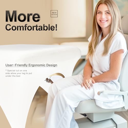 Spa Bed Cover Professional Lash Bed Cover Stretchy Massage Table Cover Beauty Bed Protective Topper, Excellent for Lash Extension, Spa, Massage, Beauty Salon, Wax, Tattoo Bed and Table (White)