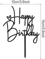 2pcs Black Happy Birthday Cake Toppers Acrylic Happy Birthday Cake Decorations Birthdays Decorations Birthdays Cakes Supplies for Celebrating Anniversary Party