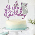 Cat Cake Topper, 3D Butterfly Kitten Pet Themed Birthday Cake Topper, Happy Birthday Cake Decor, Animal Theme, Baby Shower Cake Decor(3D Cat)