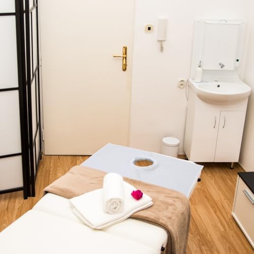 EXCEART Spa Bed Cover with Hole | White Massage Table Sheets | Disposable Satin Esthetician Bed Sheets for Massage 31.5x19.7