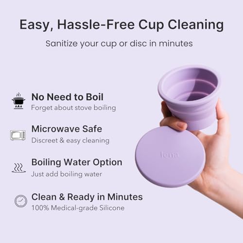 Lena Menstrual Cup Sterilizer Case, Compact, Collapsible Silicone Container for Cleaning Period Cup & Menstrual Disc, Travel, Home and Dorm, Menstrual Cup Cleaner, Feminine Care, Light Blue