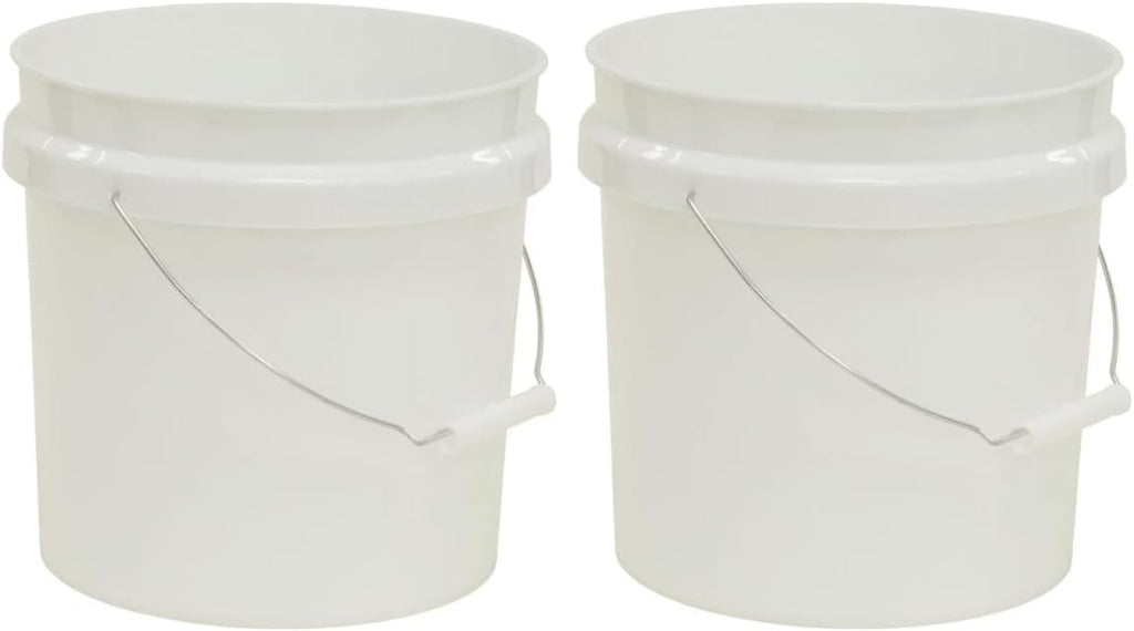 (2 Pack) 2 Gallon Round Comfort Handle Plastic Utility Bucket, White,Durable Round Cleaning and Storage Pails for Home, Garage, Garden