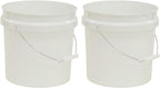 (2 Pack) 2 Gallon Round Comfort Handle Plastic Utility Bucket, White,Durable Round Cleaning and Storage Pails for Home, Garage, Garden