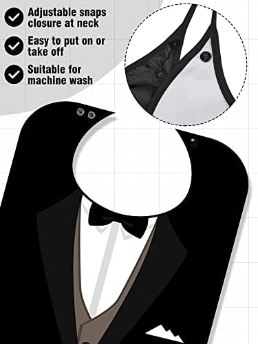 8 Pcs Adult Bib for Eating Bow Tie Pattern Machine Washable Clothing Protector Senior Adult Bibs with Optional Crumb Catcher and Adjustable Snap Closure for Elderly Men Women, 34 x 18 Inch, 8 Styles