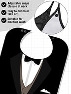 8 Pcs Adult Bib for Eating Bow Tie Pattern Machine Washable Clothing Protector Senior Adult Bibs with Optional Crumb Catcher and Adjustable Snap Closure for Elderly Men Women, 34 x 18 Inch, 8 Styles