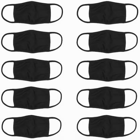 Hanes 100% Cotton 10-Pack Adult Face Mask, Black, Unisex