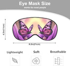 Purple Butterfly Silk Sleep Mask with Adjustable Strap for Travel, Nap, Shift Work, Office