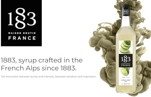 1883 Lime Syrup for Drinks, Made in France, 1 Liter Glass Bottle