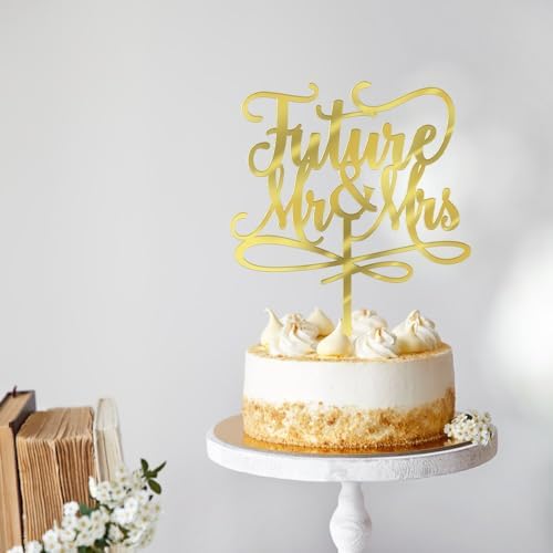 Future Mr and Mrs Cake Topper,Glitter Bridal Shower Cake Pick Decorations- for Wedding Engagement Theme Party Decoration,Bachelor Party Decorations Supplies (acrylic)
